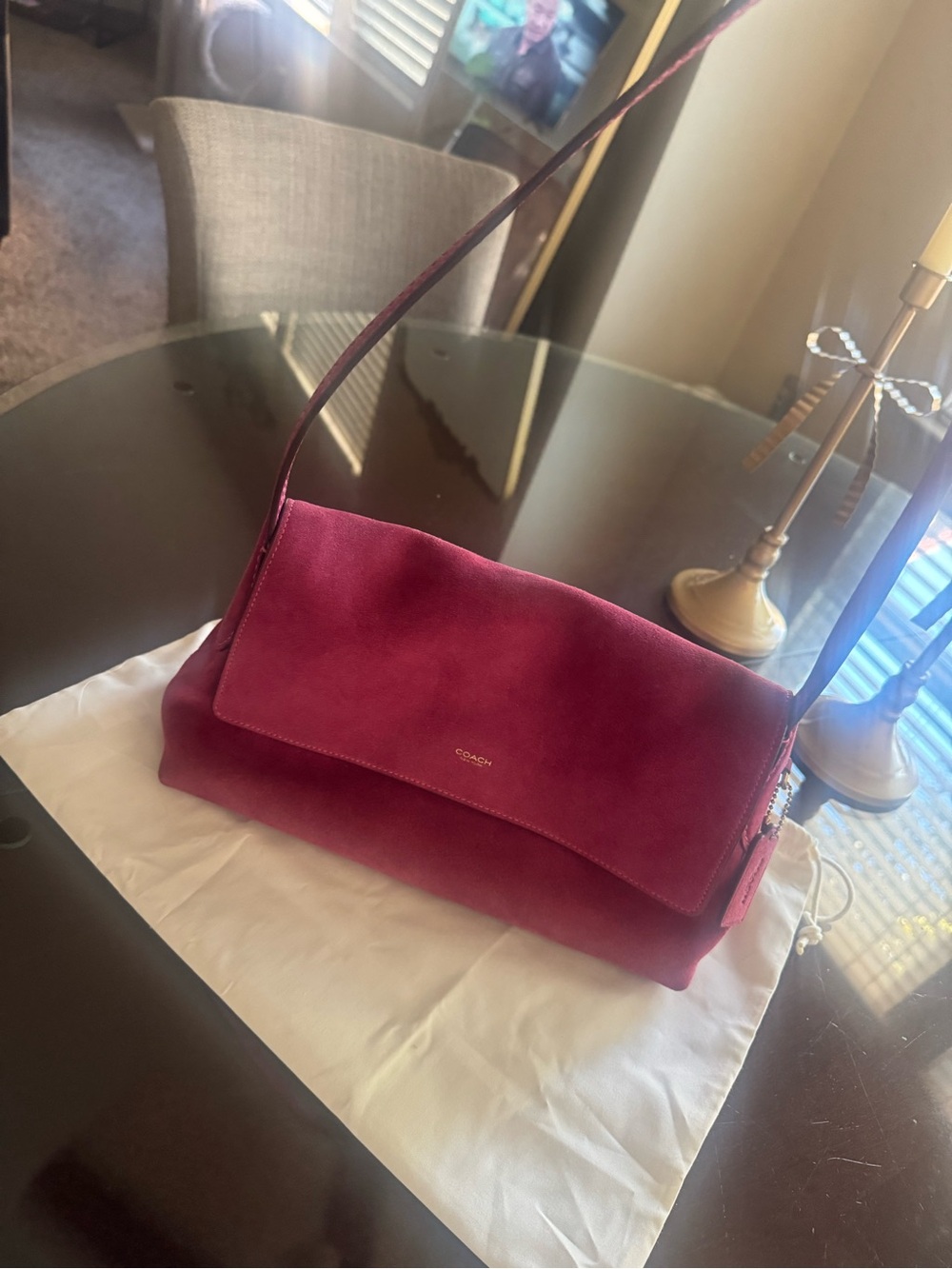 Coach Magenta Suede Shoulder Bag